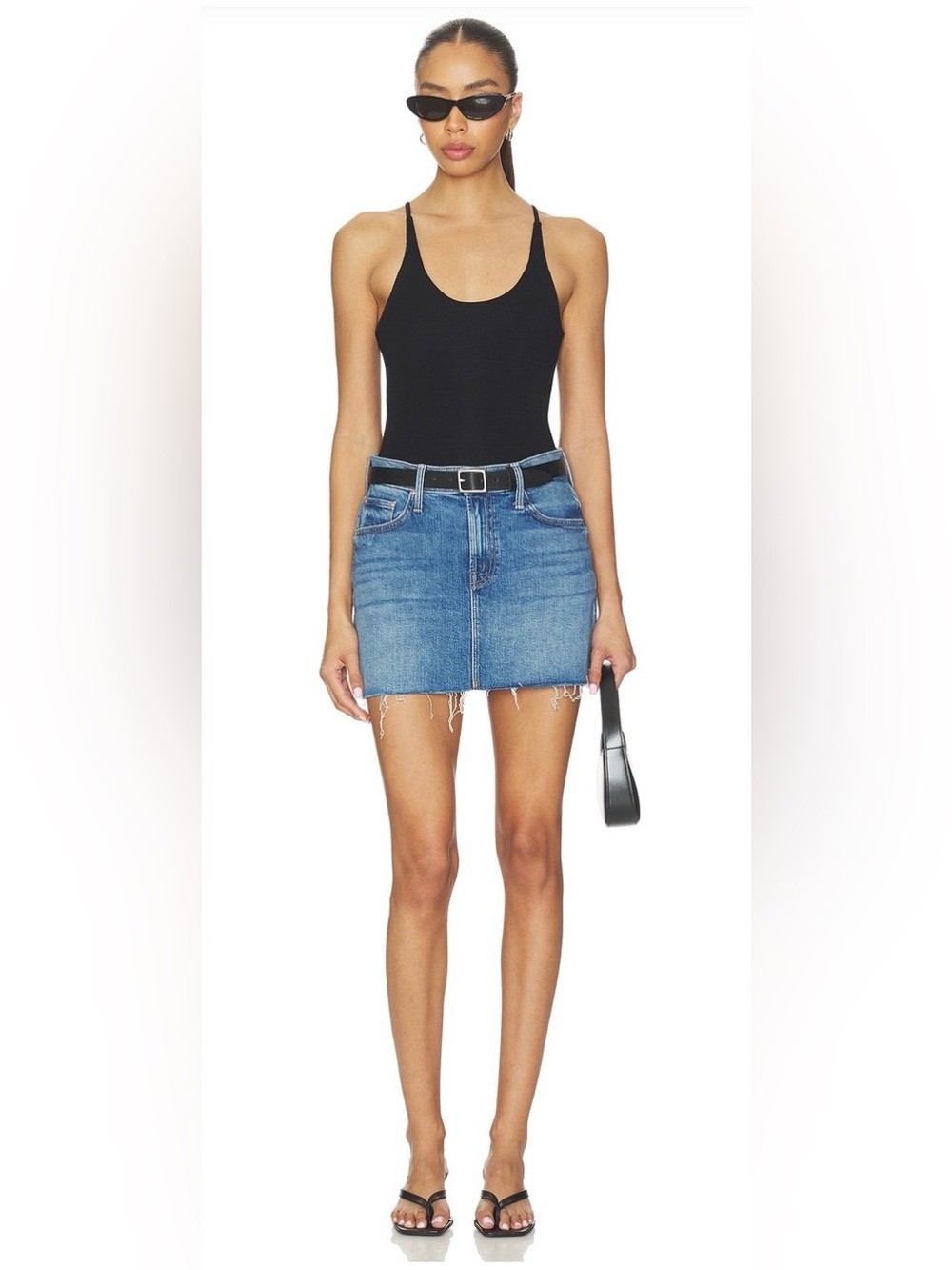 NWOT- MOTHER The Ditcher Mini Fray Denim Skirt Heads or Tails Wash Size 26 ☀️🕶️